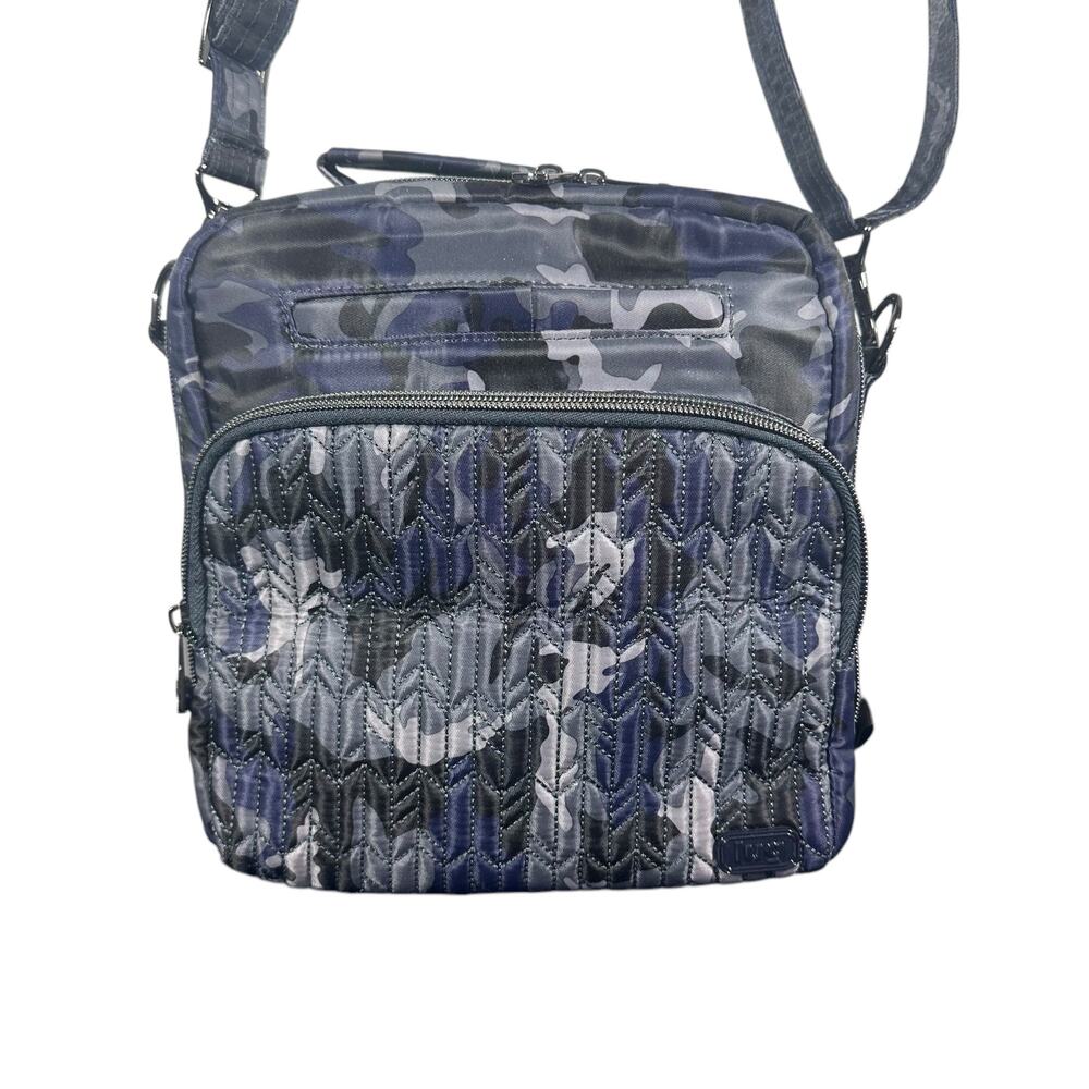 Lug Ranger Camo Print Quilted Nylon Travel Organizer Adjustable Crossbody blue